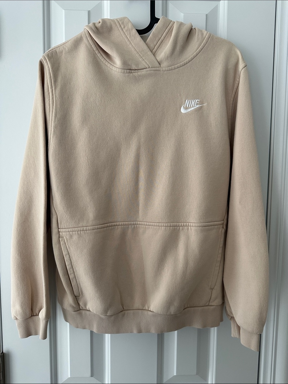 Nike Beige Pullover Hoodie with White Swoosh